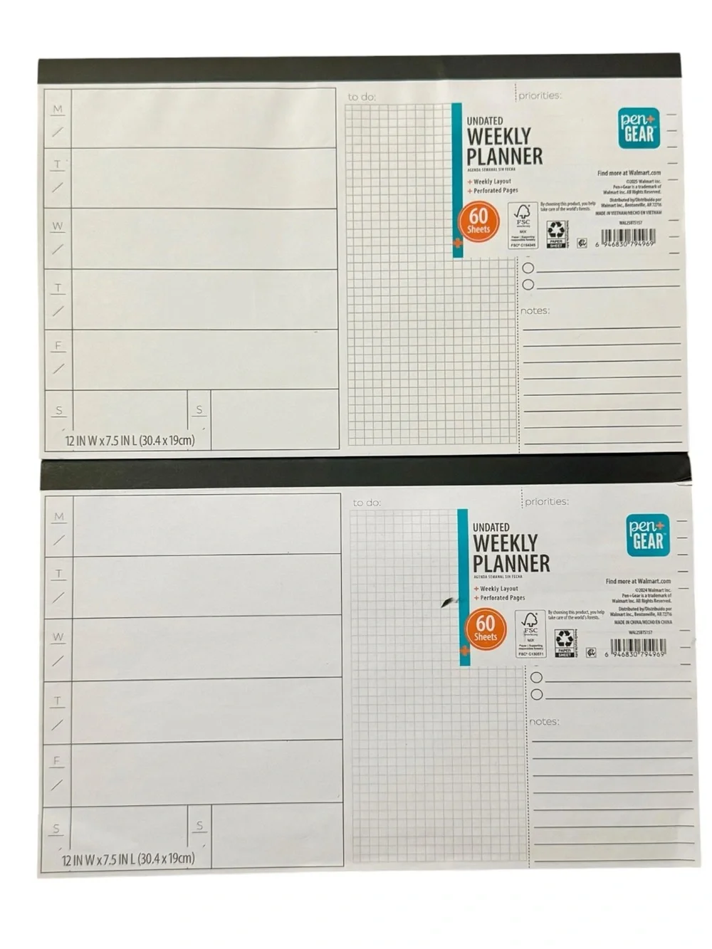Set of 2 Pen+Gear Weekly Undated 12